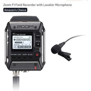 Zoom F1 Digital Voice Recorder with Lavalier Mic - Black and Gray